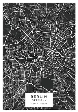 Berlin Black and White Map Poster