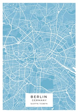 Berlin Blue Map Poster