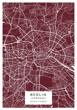 Berlin Wine Red Map Poster