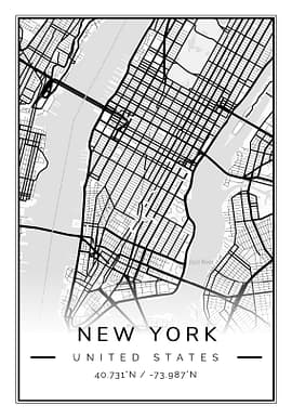 New York White and Black Poster