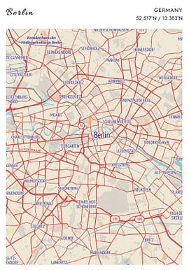 Berlin Retro Map Poster