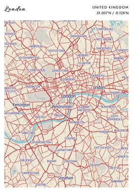 London Retro Map Poster