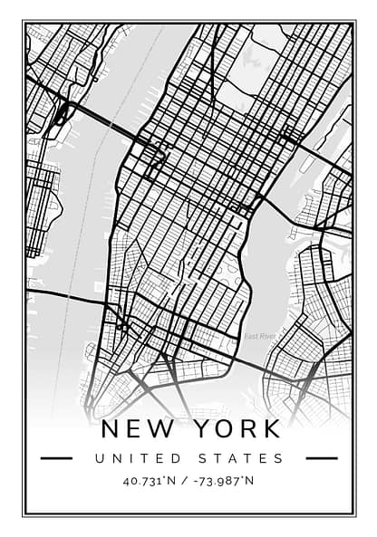 new york white and black poster