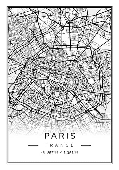 Paris White and Black Poster