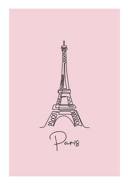 paris eiffel tower pink poster