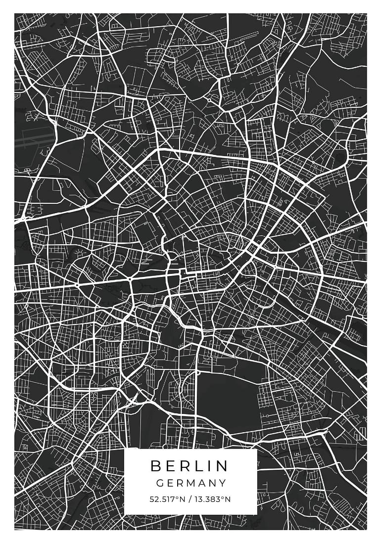 Berlin Black and White Map Poster - Poster Star