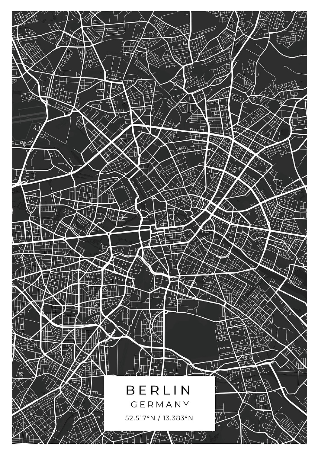 Berlin Black and White Map Poster - Poster Star