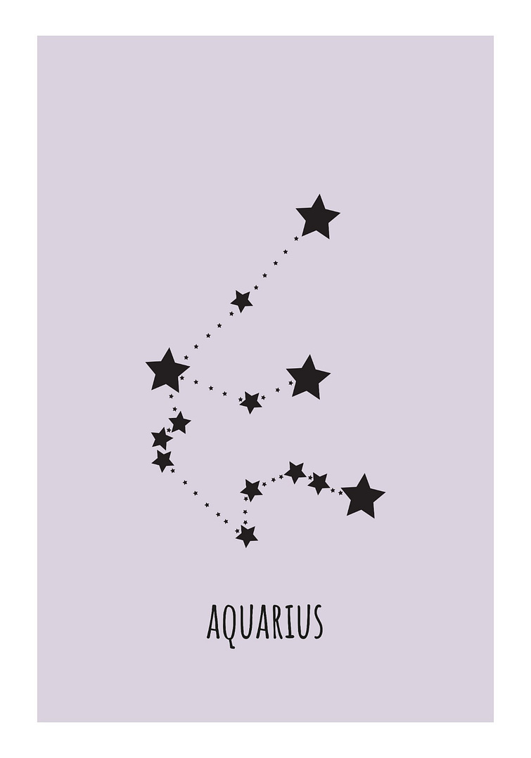 Zodiac Aquarius Purple Poster