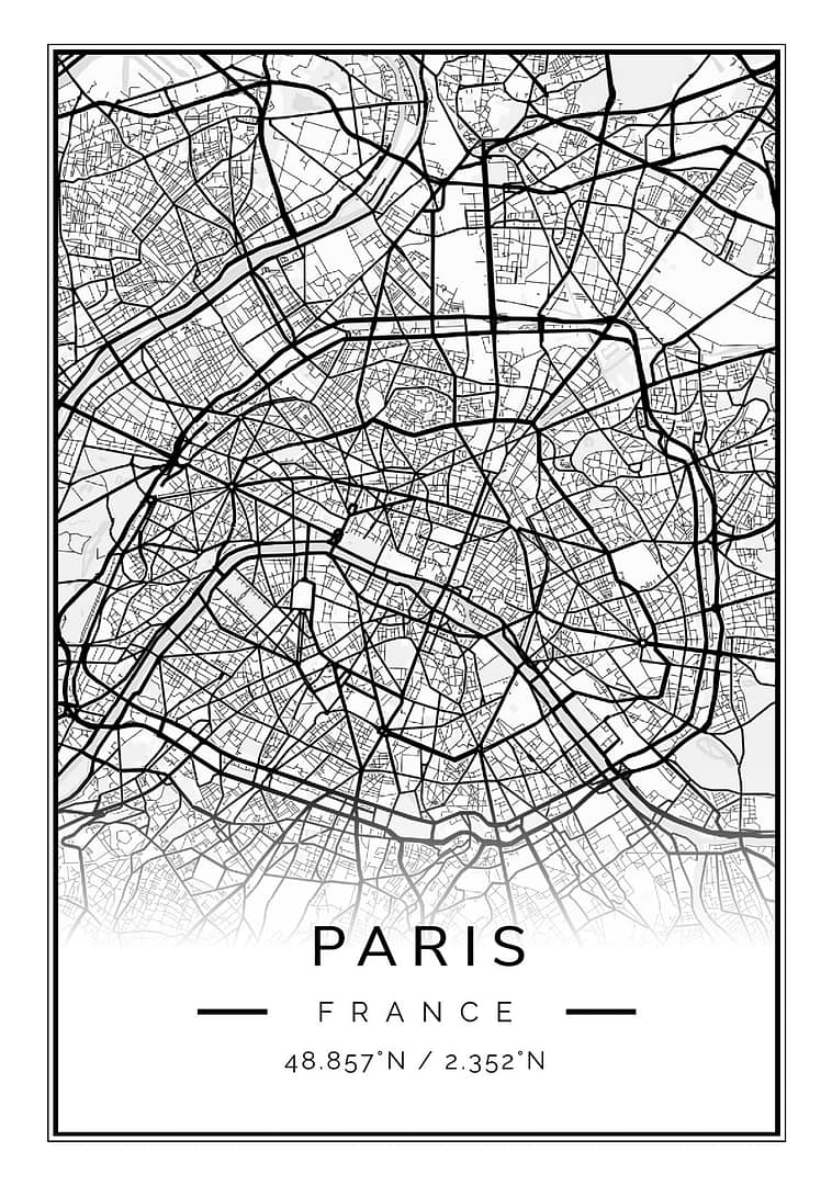 Paris White and Black Poster