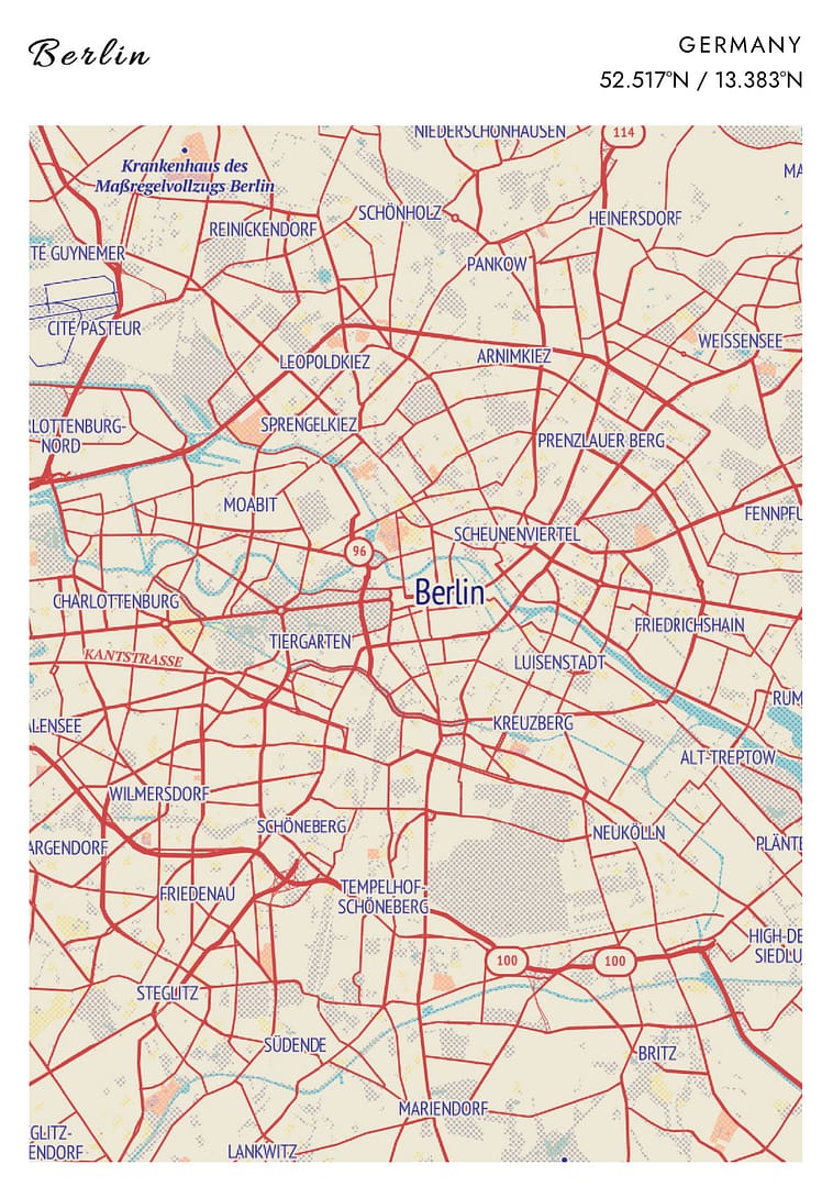 Berlin Retro Map Poster