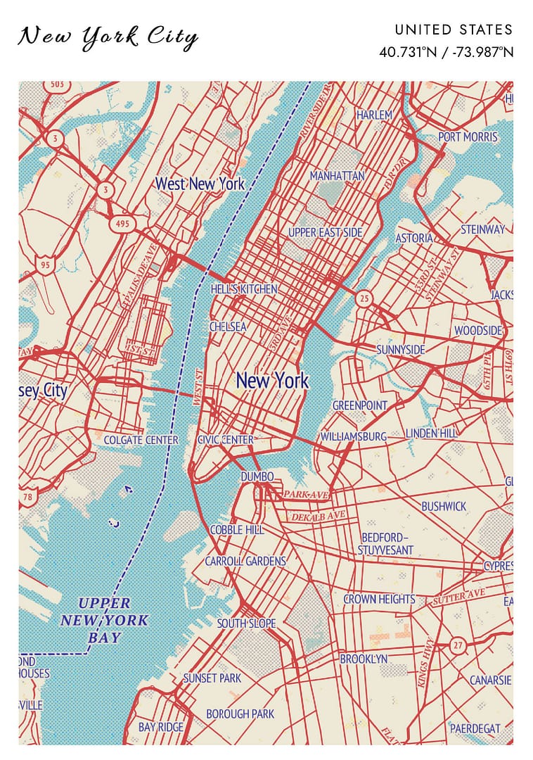New York Retro Map Poster